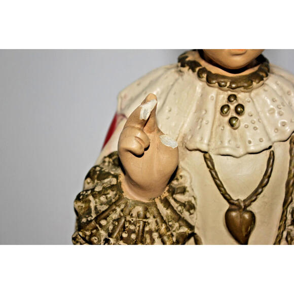 Vintage Chalkware Statue Infant of Prague Jesus Religious Figurine 17.75 in Tall - Picture 4 of 15